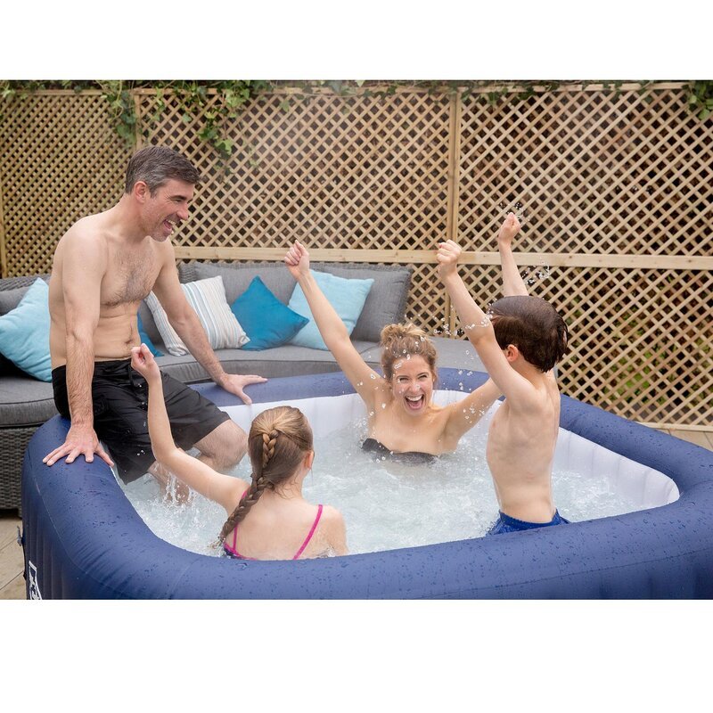 Bestway Saluspa 6 - Banheira de Hidromassagem Inflável Redonda de Vinil com 60 Jatos - Azul Marinho