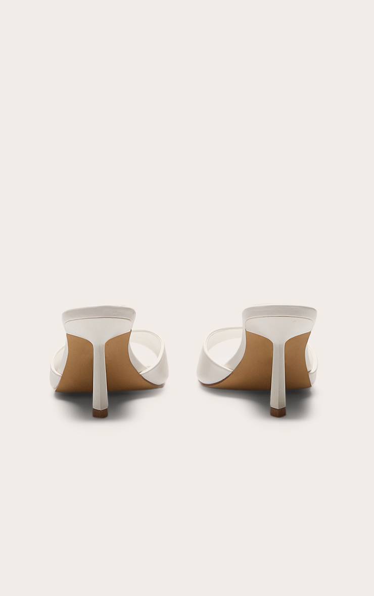 Blanc Mules À Bout Rond En Synthétiquecuir Coupe Large À Talons Moyens