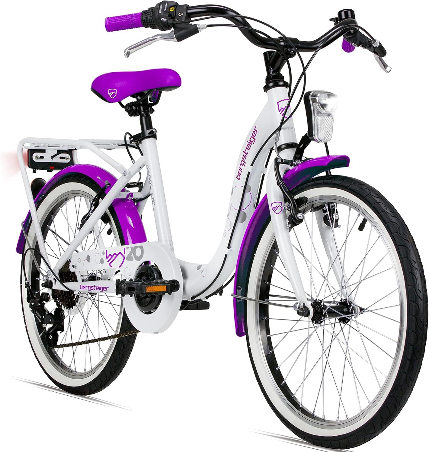 Bergsteiger Atlantis 20, 24 Zoll Kinderfahrrad, geeignet für 6,7, 8, 9, 10, 11 Jahre, StVZO, Shimano Schaltung, Mädchen-Fahrrad mit Dynamo-Licht
