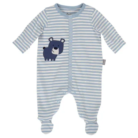 Sigikid Baby Strampler blau-weiß geringelt, 68