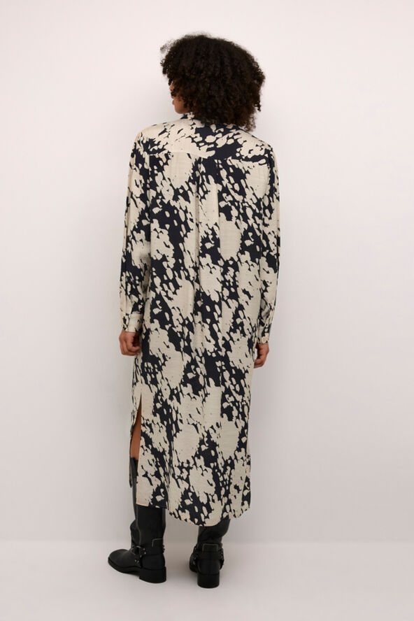 Kaffe KAlouise Shirt Dress Black/sand graphic cloud