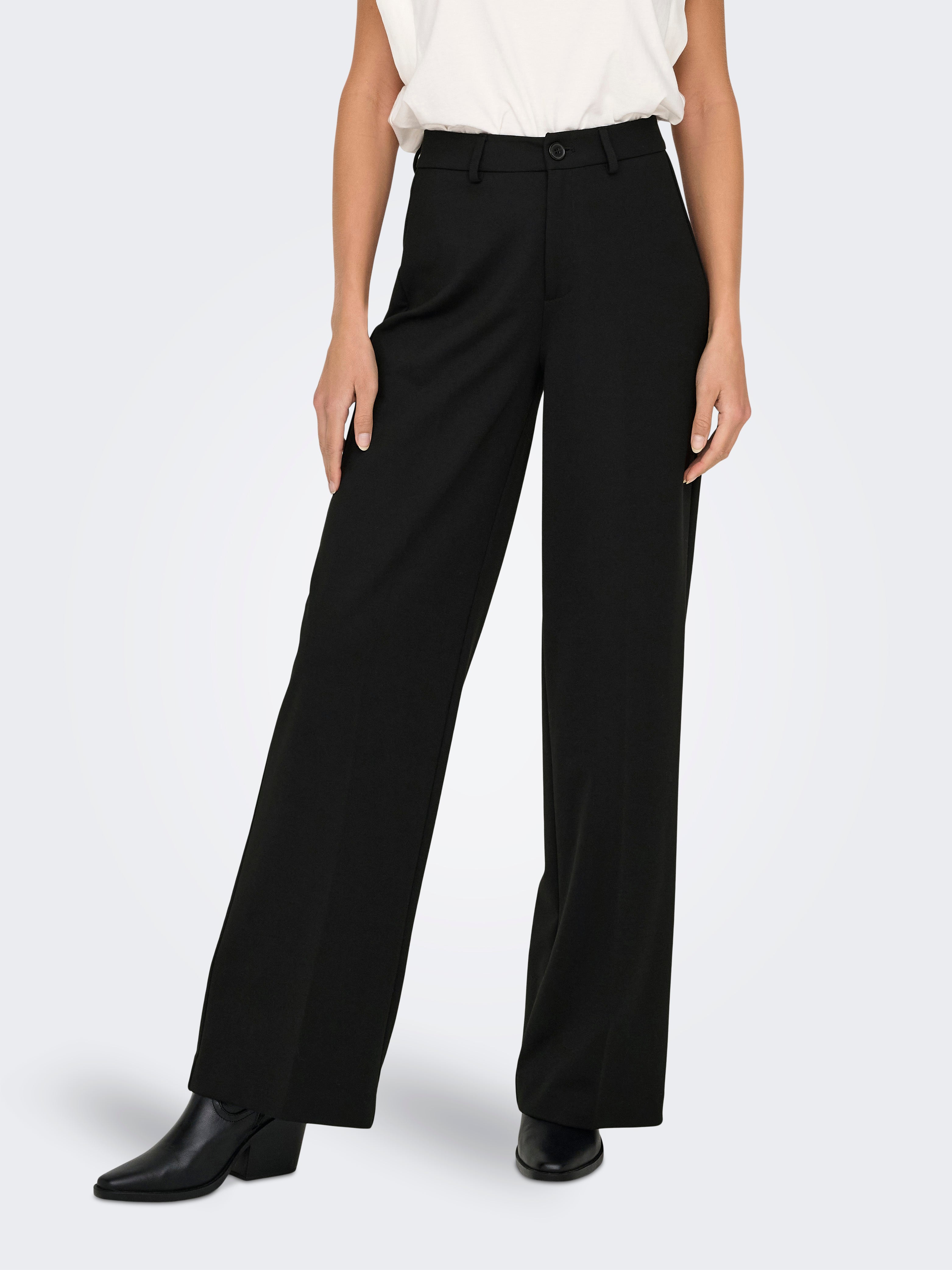 ONLPEACH Hohe Taille Weiter Beinschnitt Hose mit weitem Beinschnitt Black