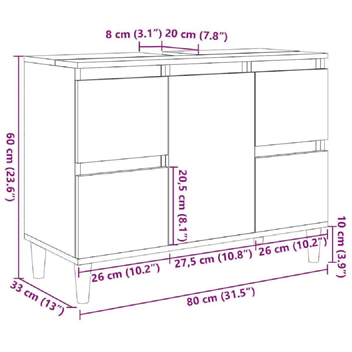 vidaXL Armoire d'évier Vieux bois