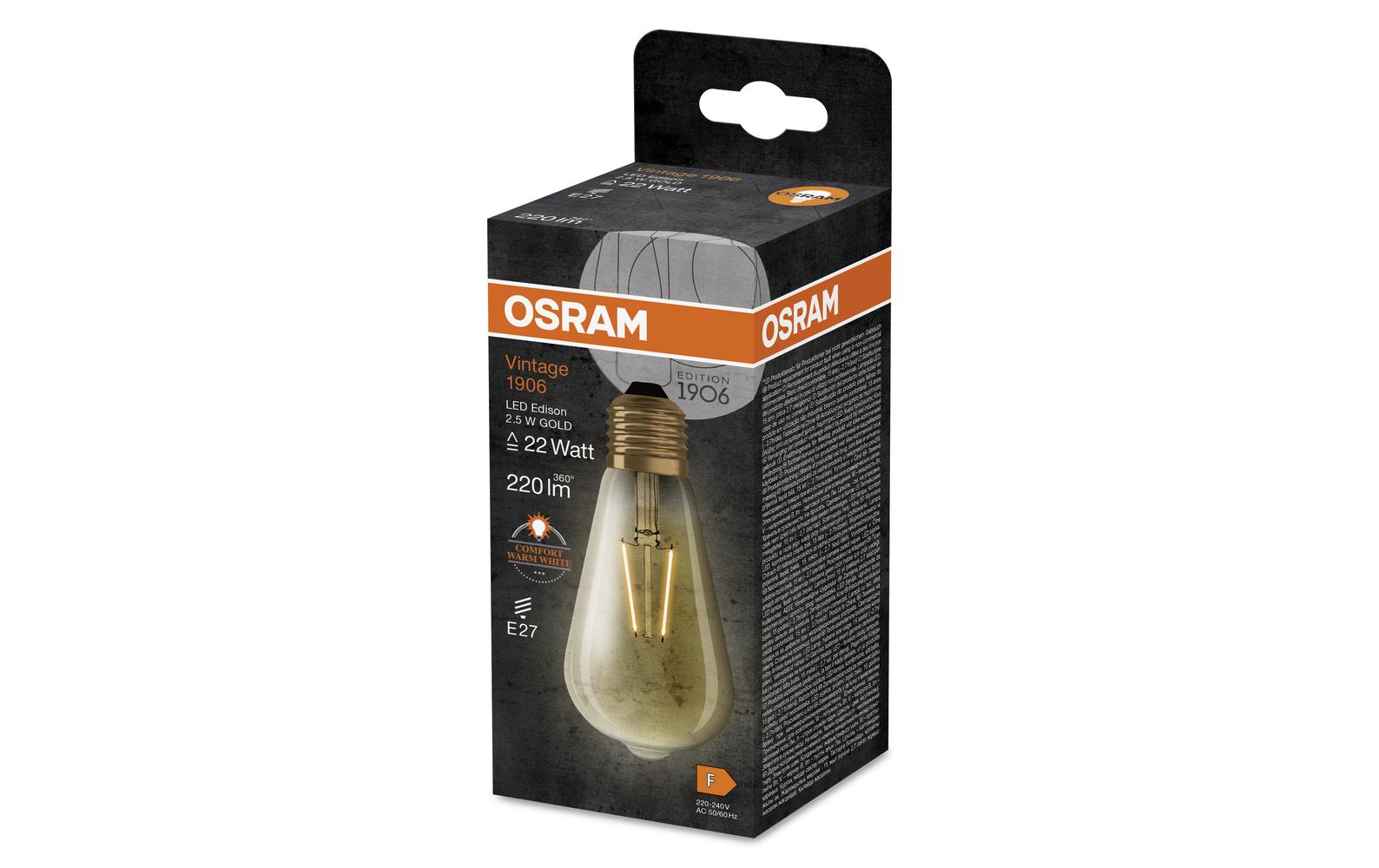 Vintage 1906 LED EDISON 2.8W, E27, WarmweissLED-Lampen, Vintage-Edition, klassische Edison-Kolbenform