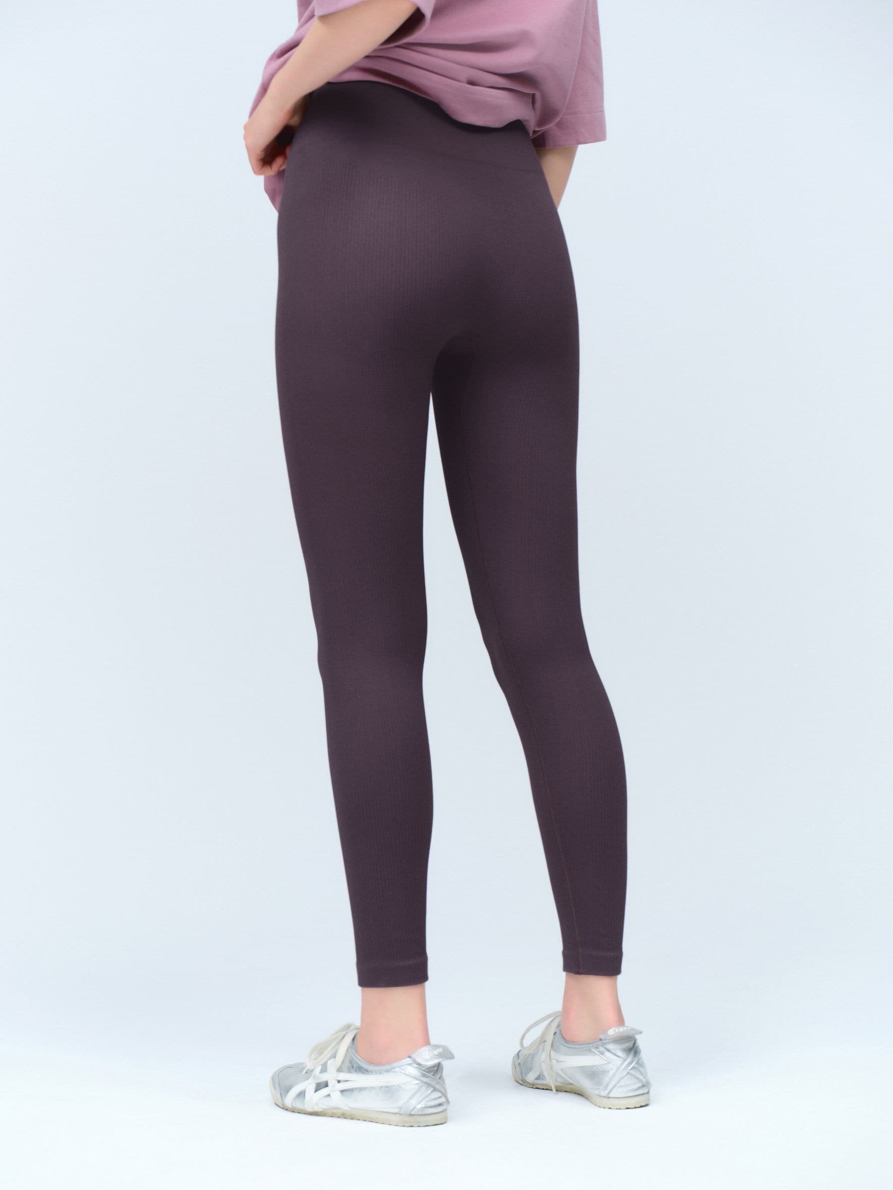 Paarsblauw - Geribbelde naadloze legging met hoge taille