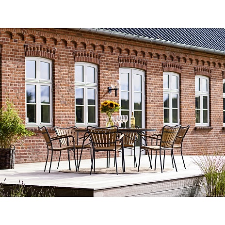 Kerteminde Ø150 teak havemøbelsæt med 6 stole - Teak/antracit