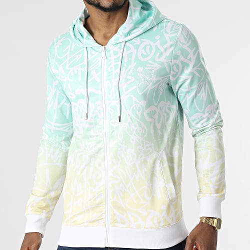 Sweat Zippé Capuche 2230158 Vert Clair Jaune Dégradé