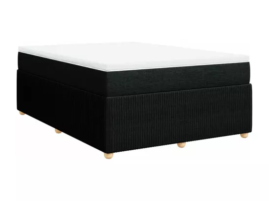 Sommier à lattes de lit avec matelas Noir 140x190 cm Tissu
