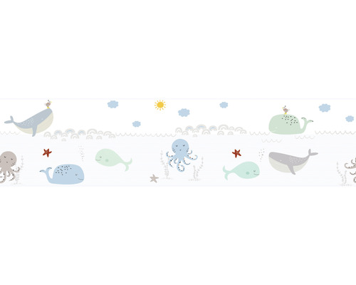 Zelfklevende rand 40375-9 Alleen rand Kraken Whales blauw 5 m x 15 cm