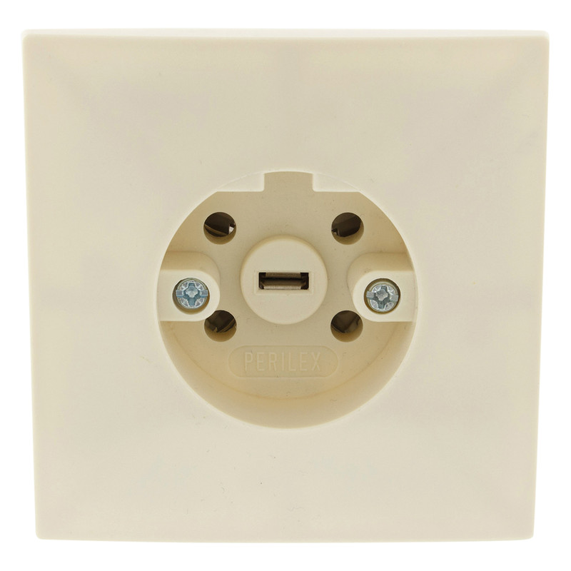 Perilex inbouw contactdoos 16A Crème
