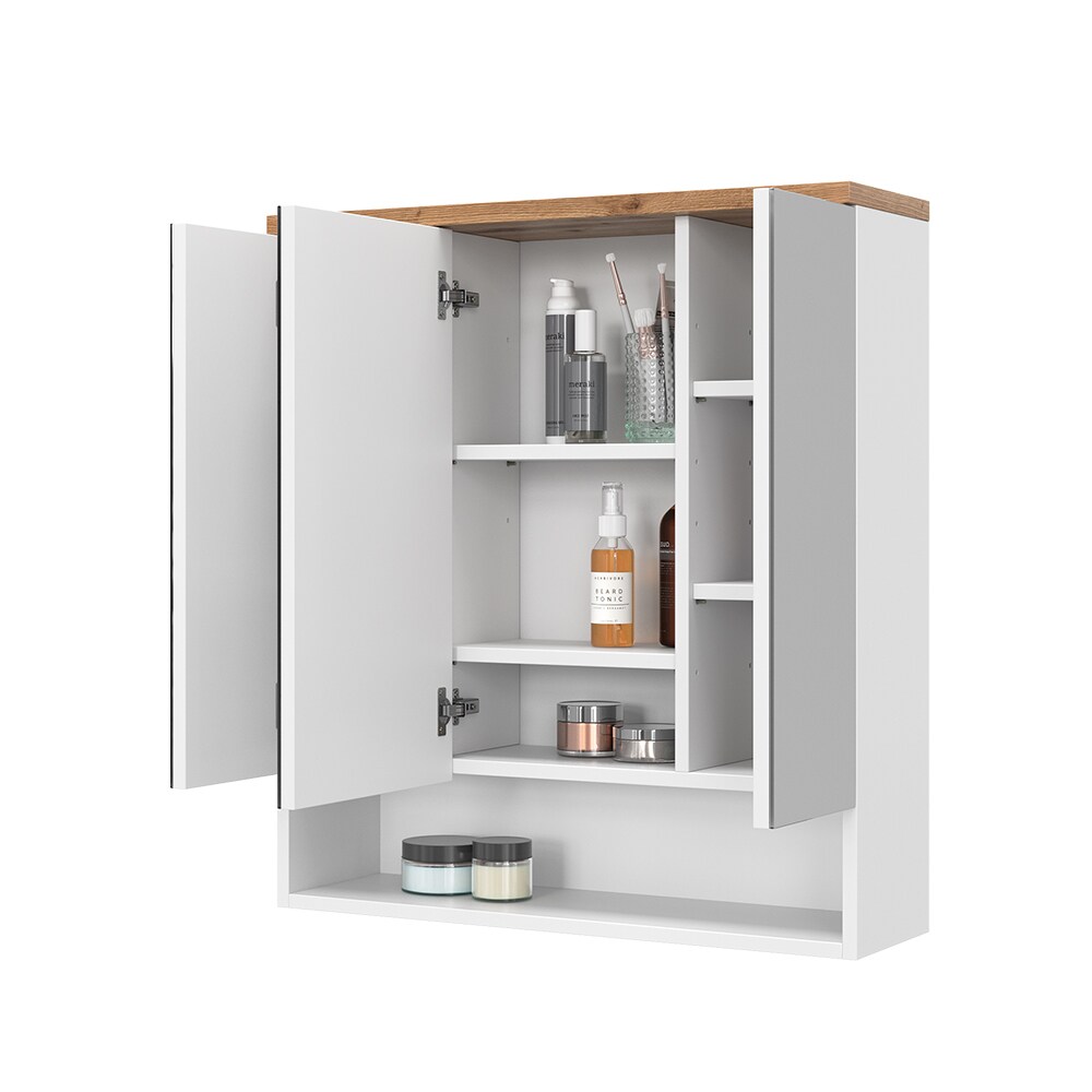 Vicco Spiegelschrank Badspiegel Wandspiegel Eden Weiß Artisan modern 70x78 cm Badezimmer Schrank Badschrank Badezimmermöbel Badmöbel 3 Türen Hochglanz