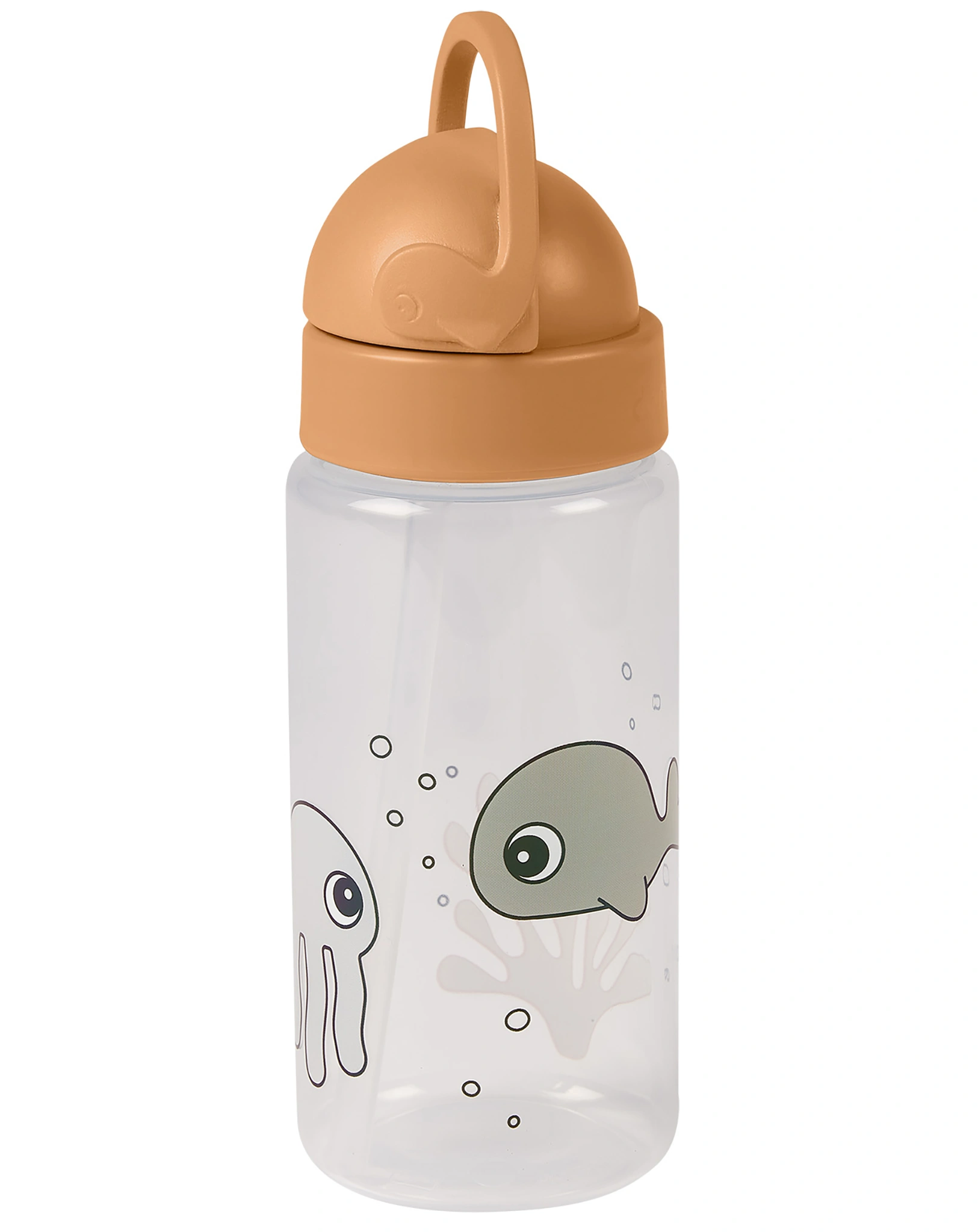 Trinkflasche SEA FRIENDS (350ml) mit Trinkhalm in senfgelb