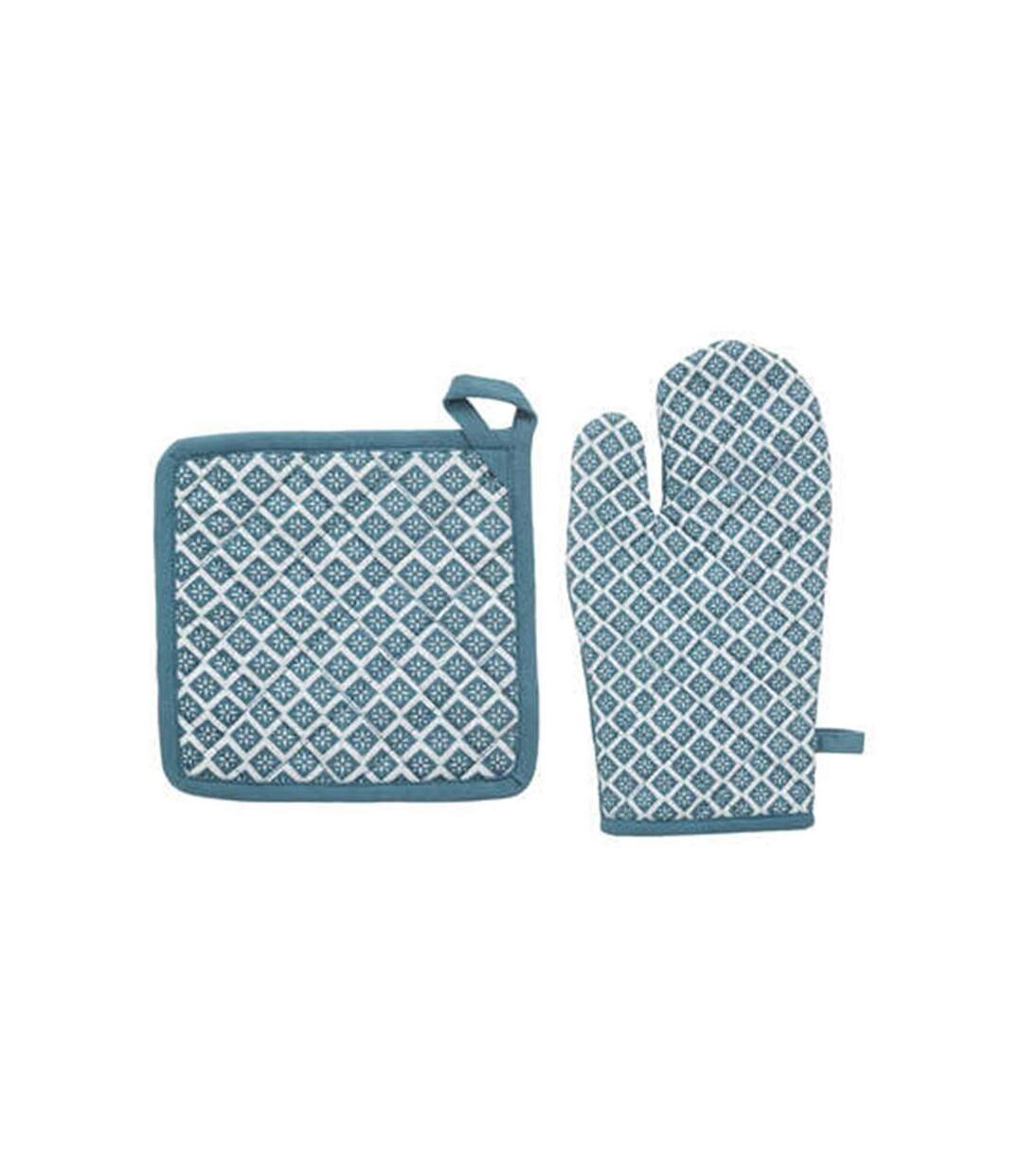 Gant & Manique Imprimé Tikal 32cm Bleu Canard
