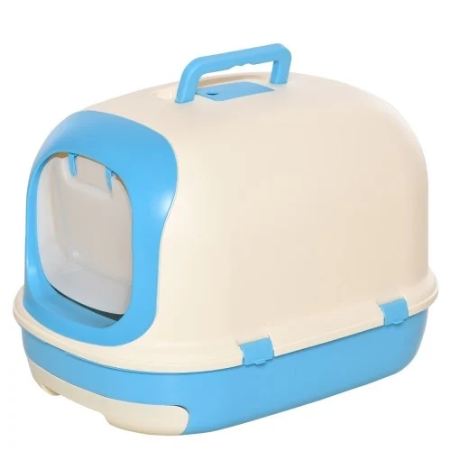Caixa de areia para gatos PawHut, portátil, azul