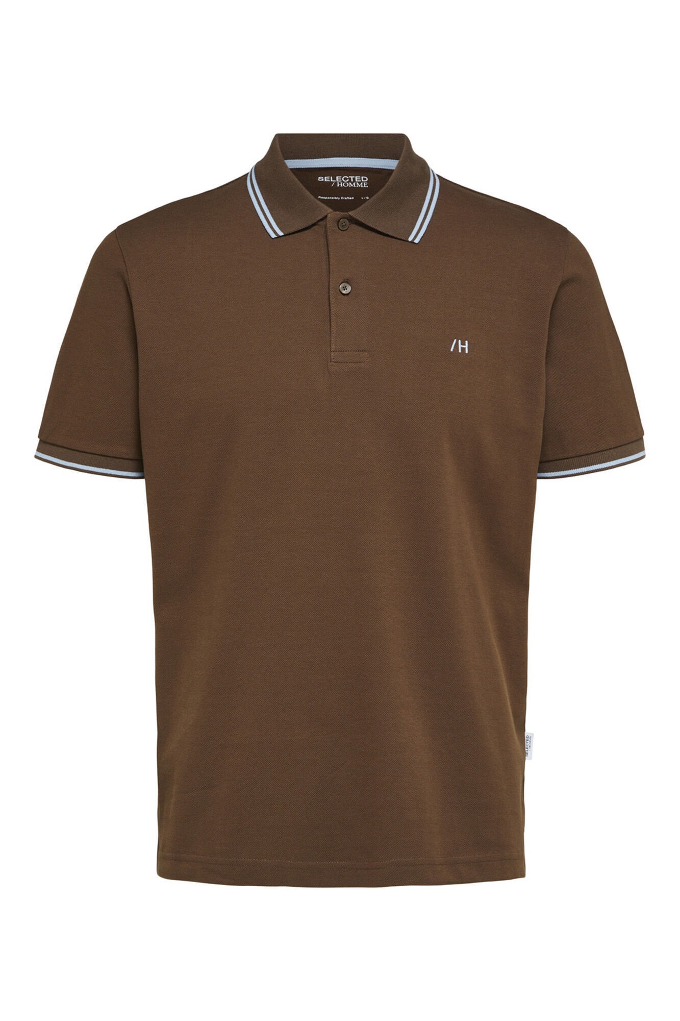 Camisa polo 100% algodão orgânico com logotipo bordado - Marrom