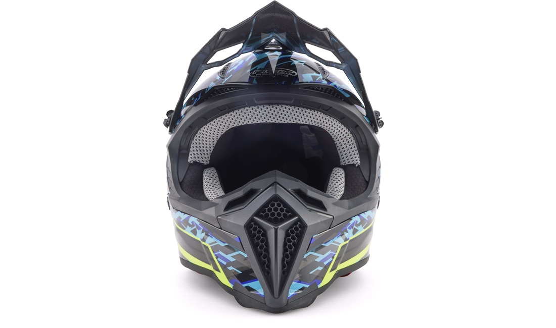 Crosshjelm NEX Racing Kids sort/blå/gul str. M (51-52cm)