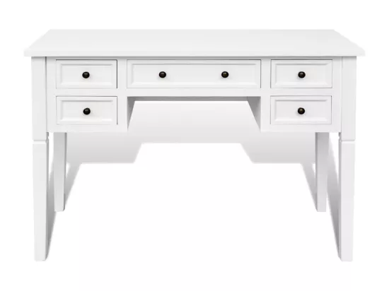 Bureau blanc à 5 tiroirs