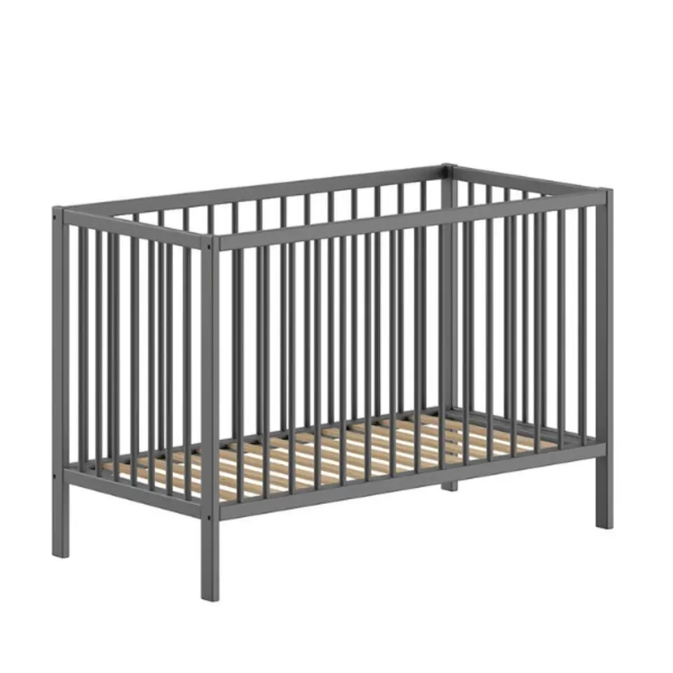 Vipack Babybed Dino - 60 x 120 cm - verstelbaar - antraciet dennenhout