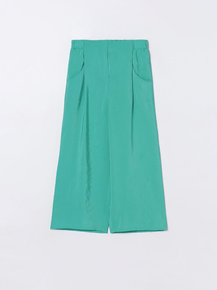 Calça pantalona fluida - Verde Esmeralda