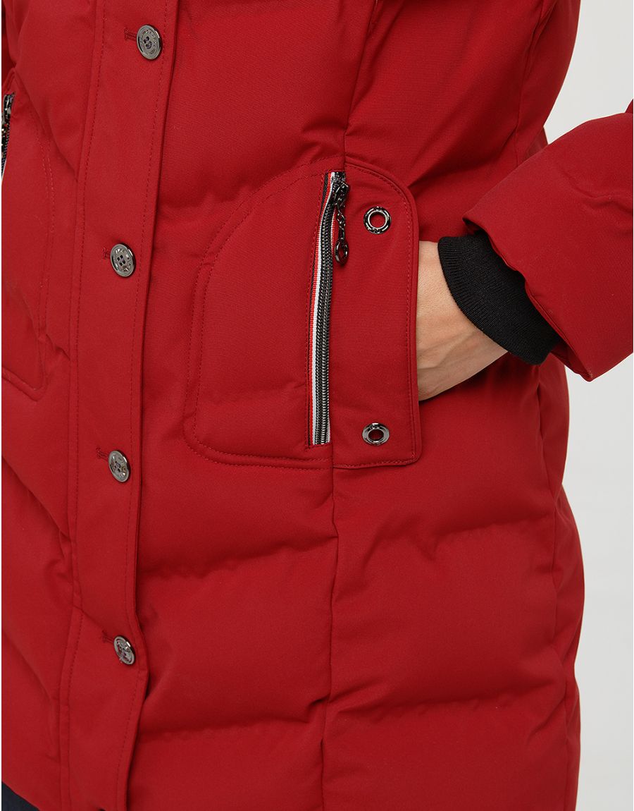 Doudoune longue rouge