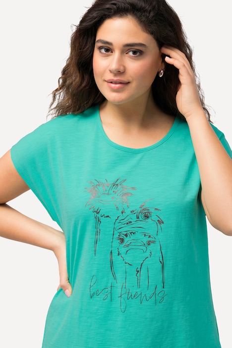 T-Shirt, Metallic-Tiermotiv, Oversized, Rundhals, Halbarm