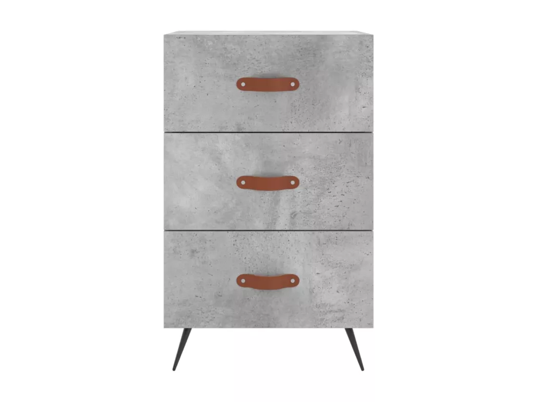 Table de chevet gris béton 40x40x66 cm bois d'ingénierie