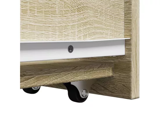 Armoire de salle de bain étroite avec roulettes chêne sonoma