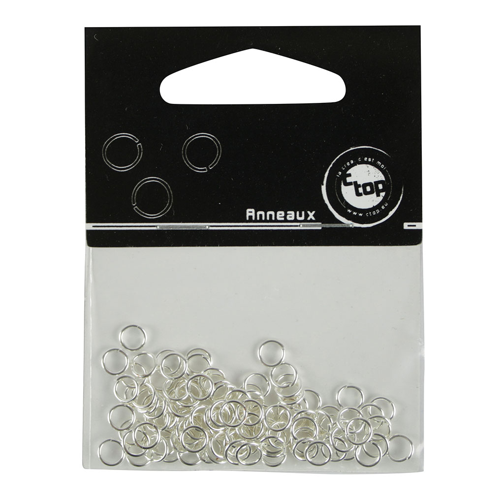Lot de 100 anneaux ronds argent D 5mm
