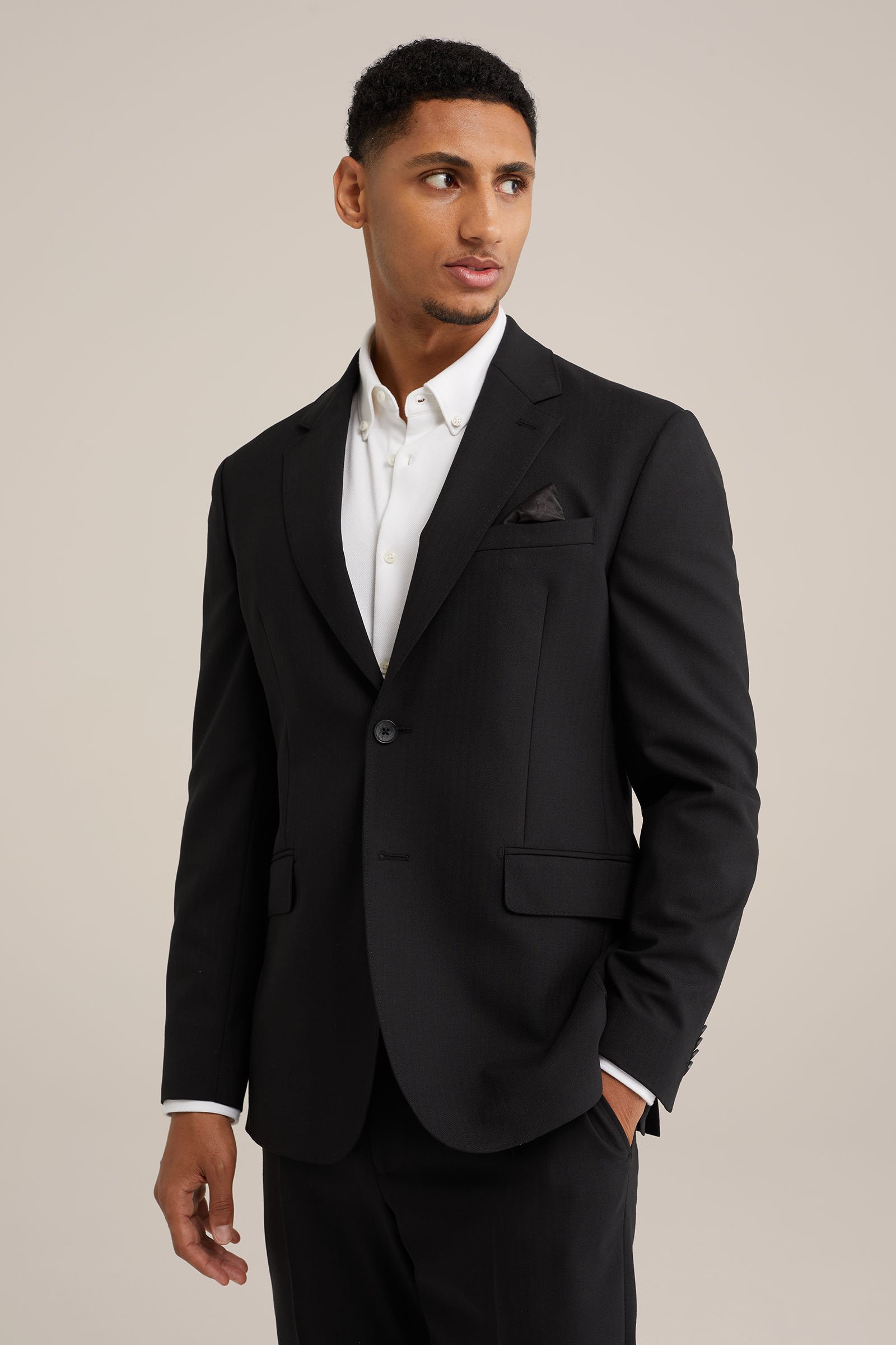 premium wol mix blazer met structuur Van Gils Zwart