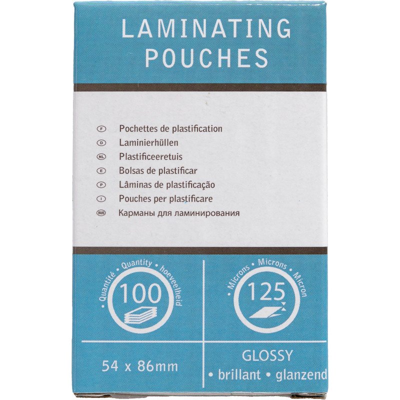 Pochettes de plastification 54 x 86 mm 2 x 125 µ brillantes - Boite de 100
