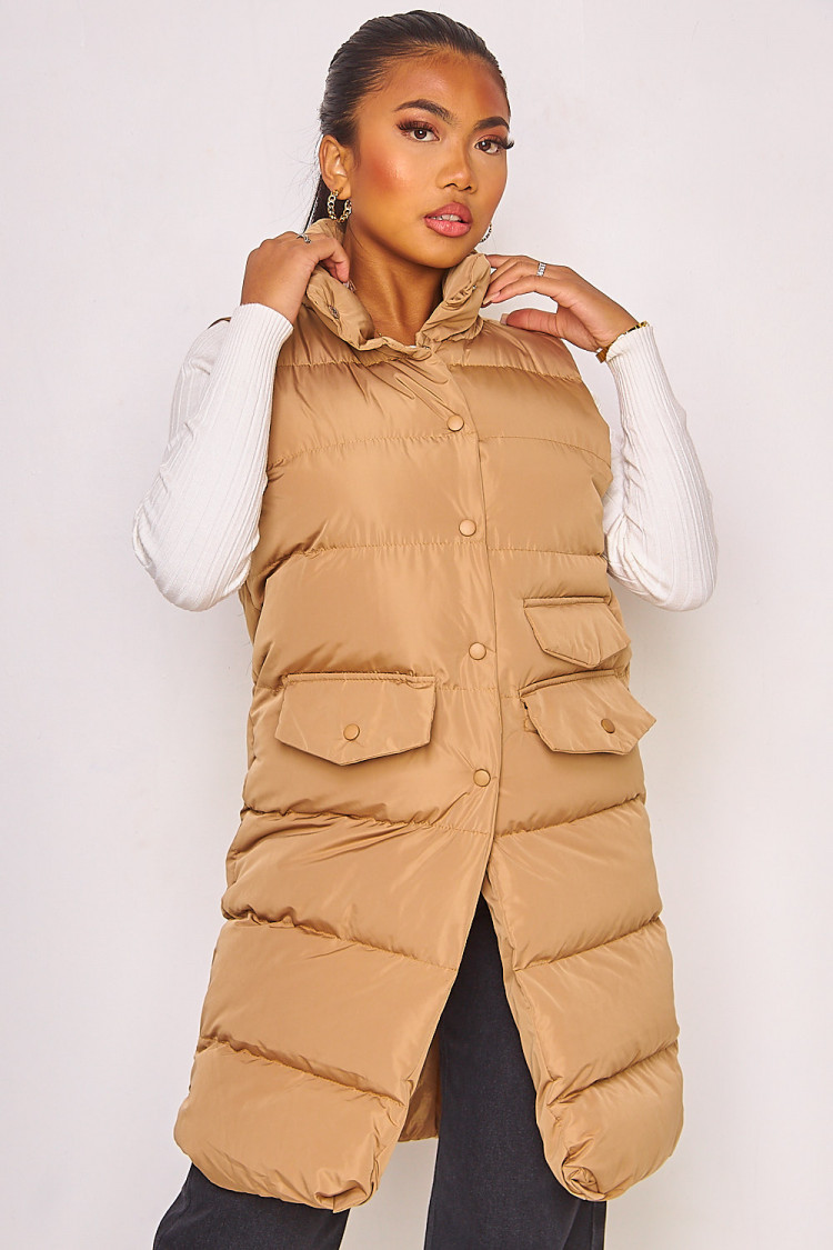 Doudoune matelassée beige foncé sans manches