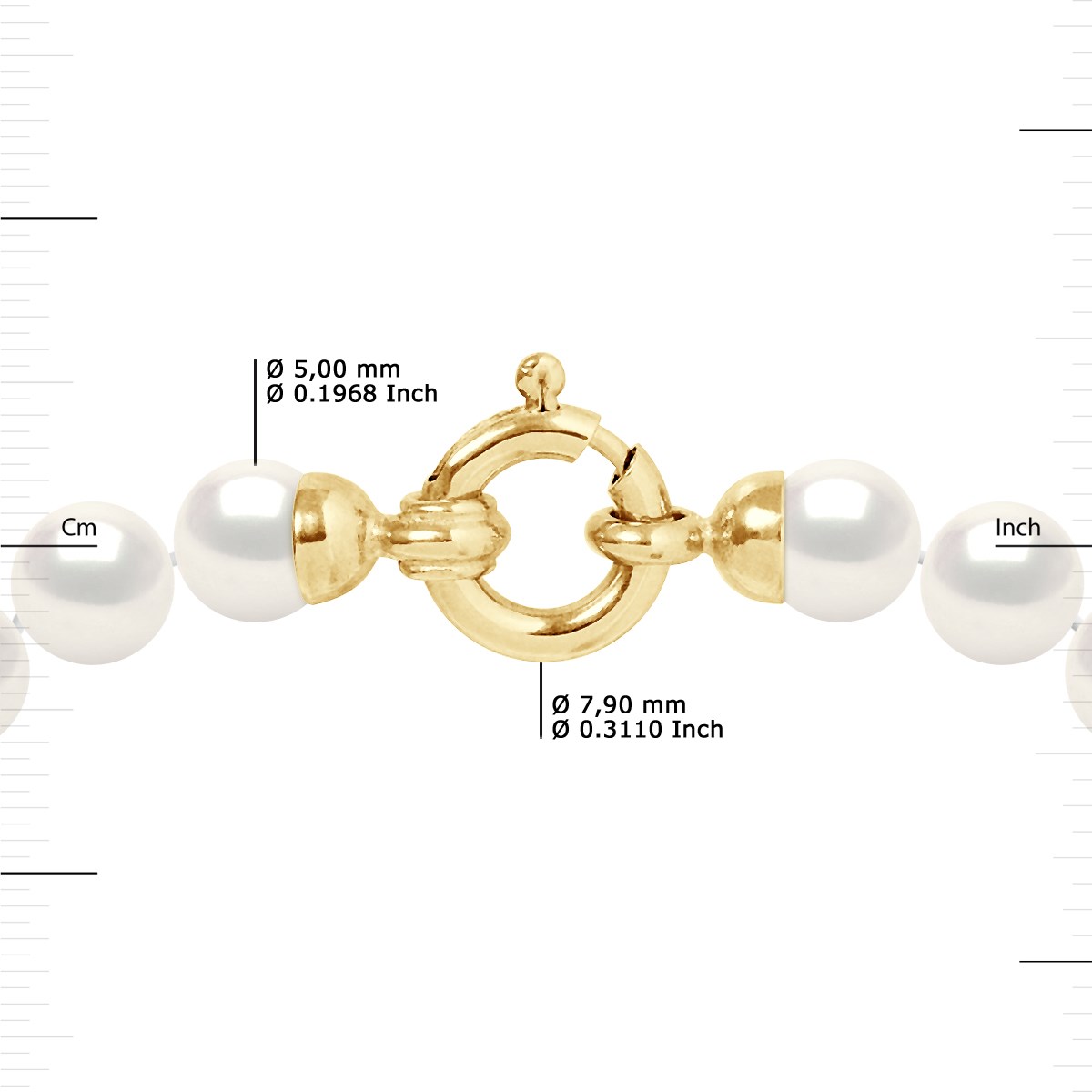Collier de Perles de Culture d'Eau Douce 5-6 mm Blanches Fermoir Prestige Or Jaune