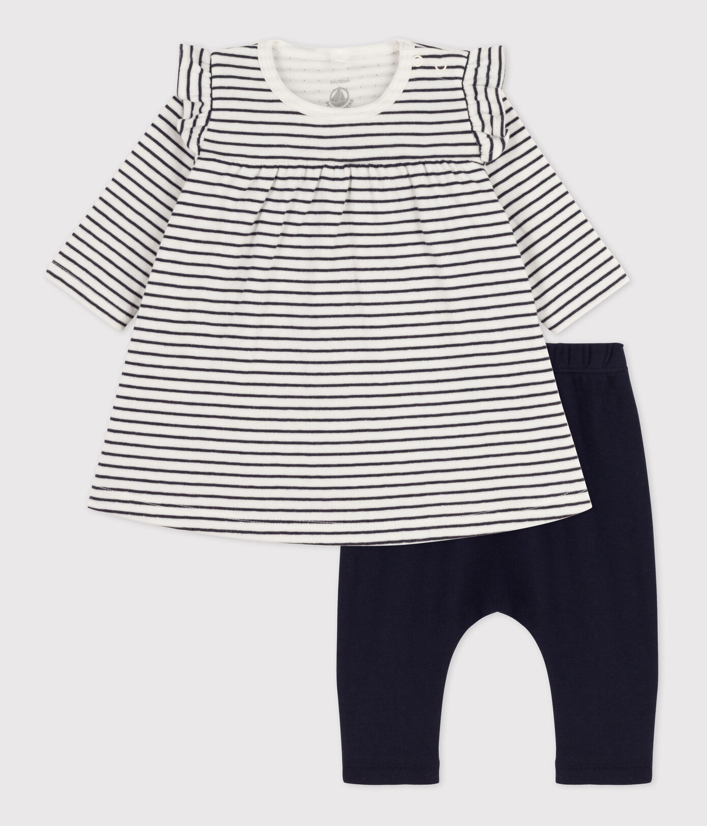 Robe legging à rayures marinières bébé en tubique en coton
