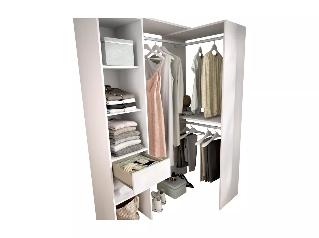 Grande Garde-robe Dburn, Meubles de chambre, Penderie de plain-pied, Placard à vêtements, 98x42 h187 cm, Blanc