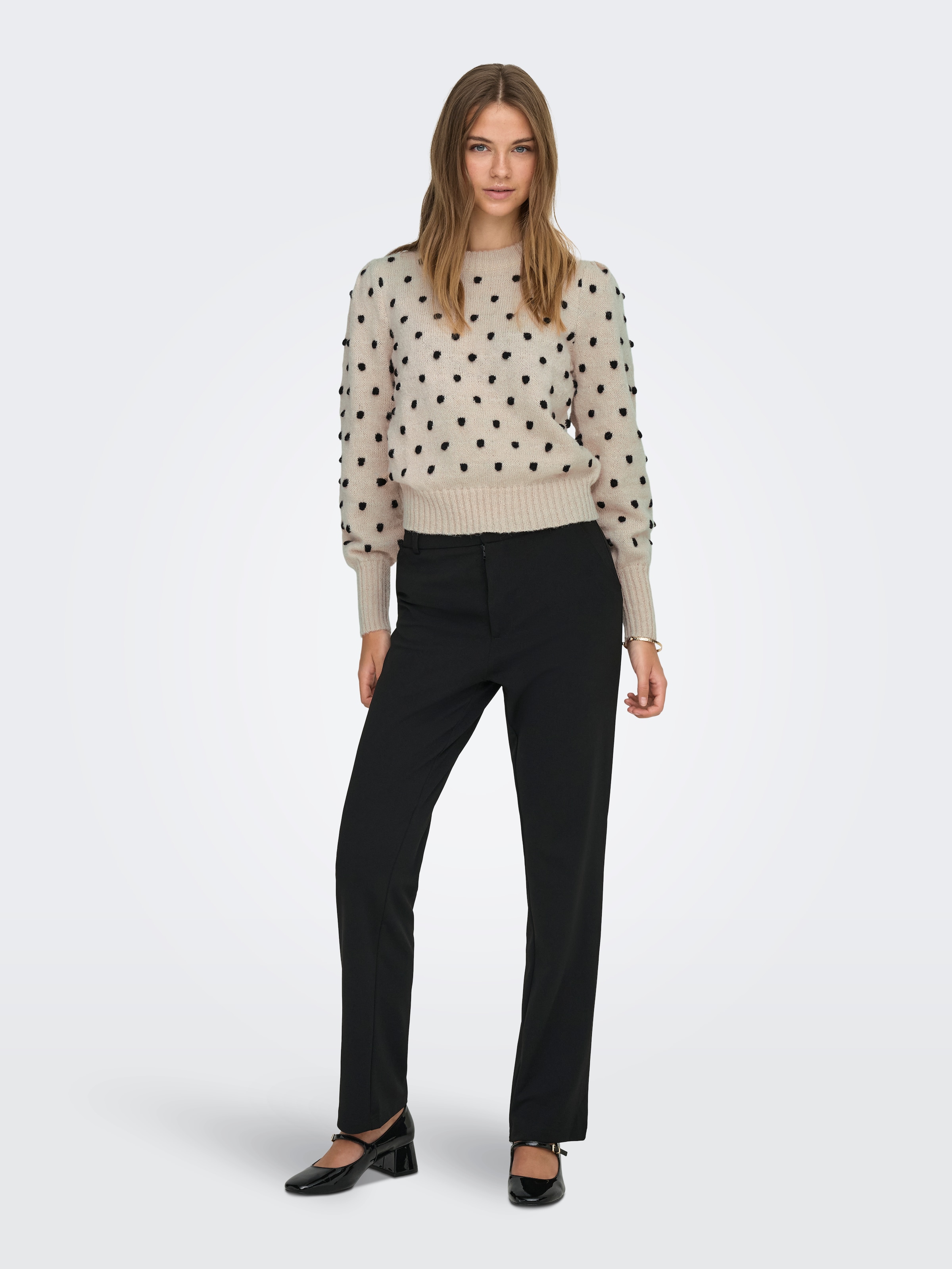 JDY Rundhalspullover »JDYSIGRID LIFE L/S ON PUFF PULL KNT NOOS«, in gepunkteter Optik