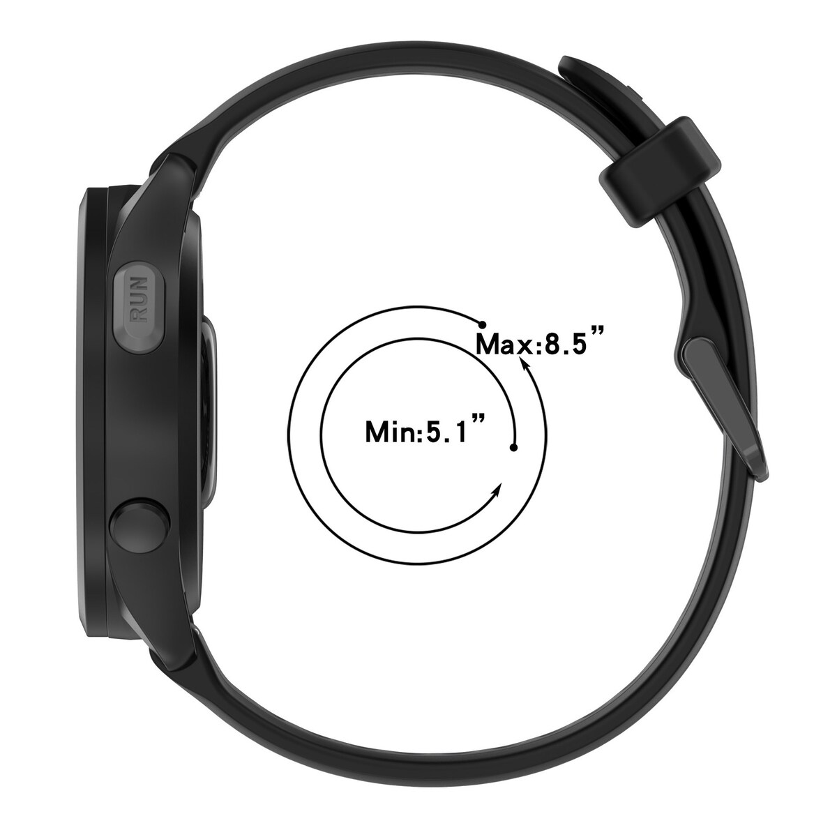 20 mm silikonklokkerem for Samsung Galaxy Watch 6/5/4, Garmin Forerunner 165 Svart+grå