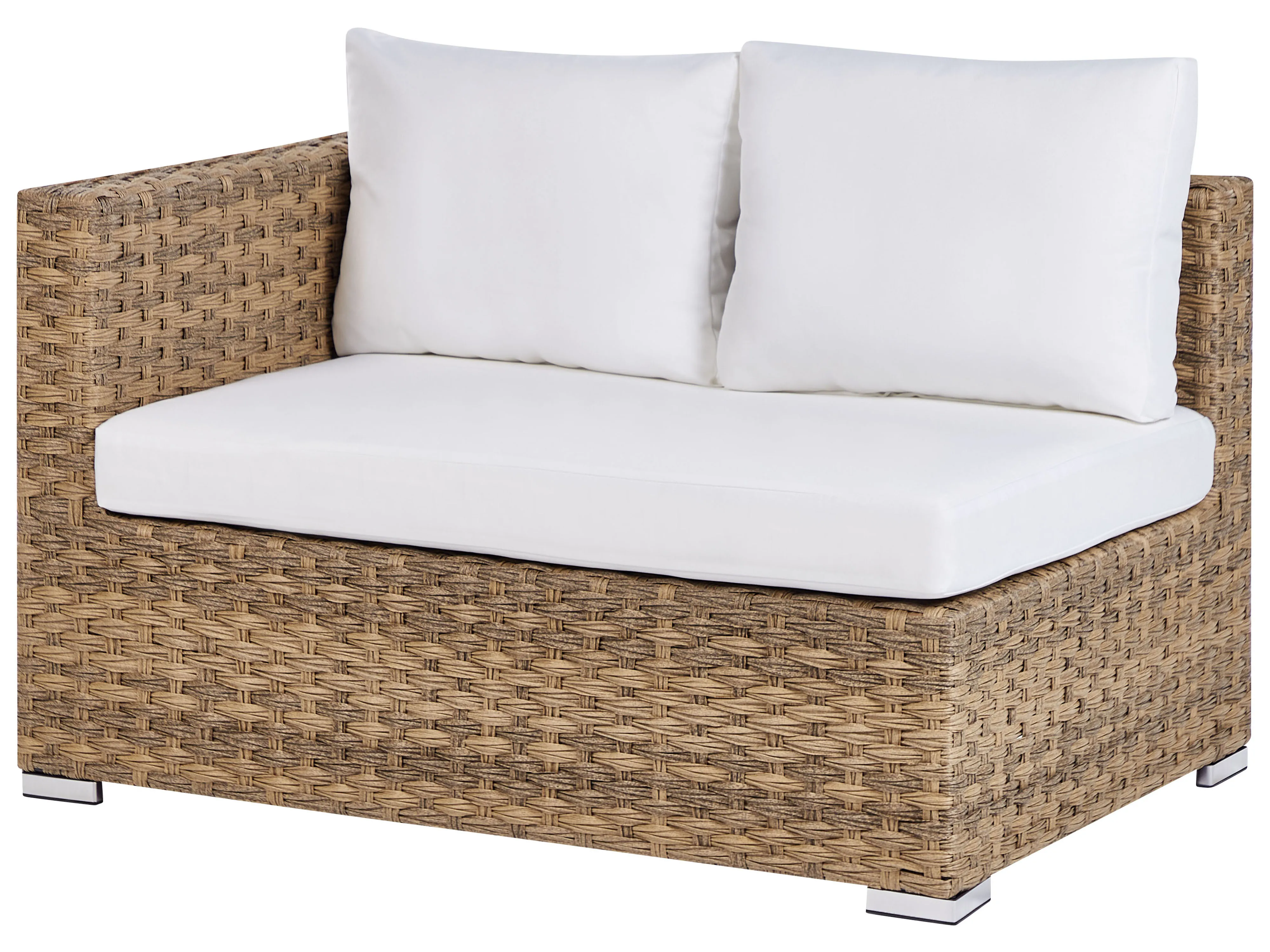 Loungeset met tafel 8-zits XXL rechtszijdig modulair PE rotan Lichtbruin
