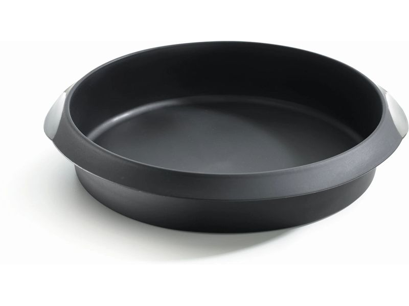 Lékué Backform Silikon, ø 26 cm, Schwarz Runde Kuchenbackform