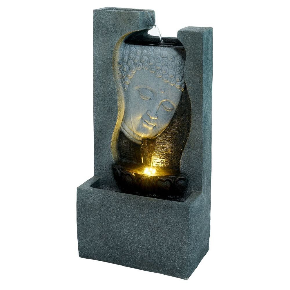 Fontaine de jardin lumineuse visage Bouddha H60cm