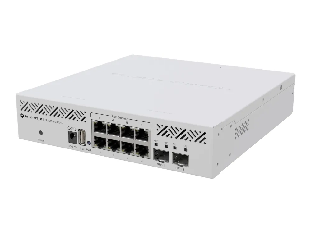 MikroTik CRS310-8G 2S IN - Switch - L3 - 8 x 2.5GBase-T   2 x 10 Gigabit SFP  - desktop, monterbar på stativ