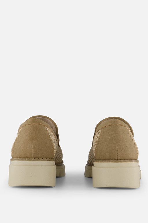 Tamaris Buckle Instappers taupe Textiel