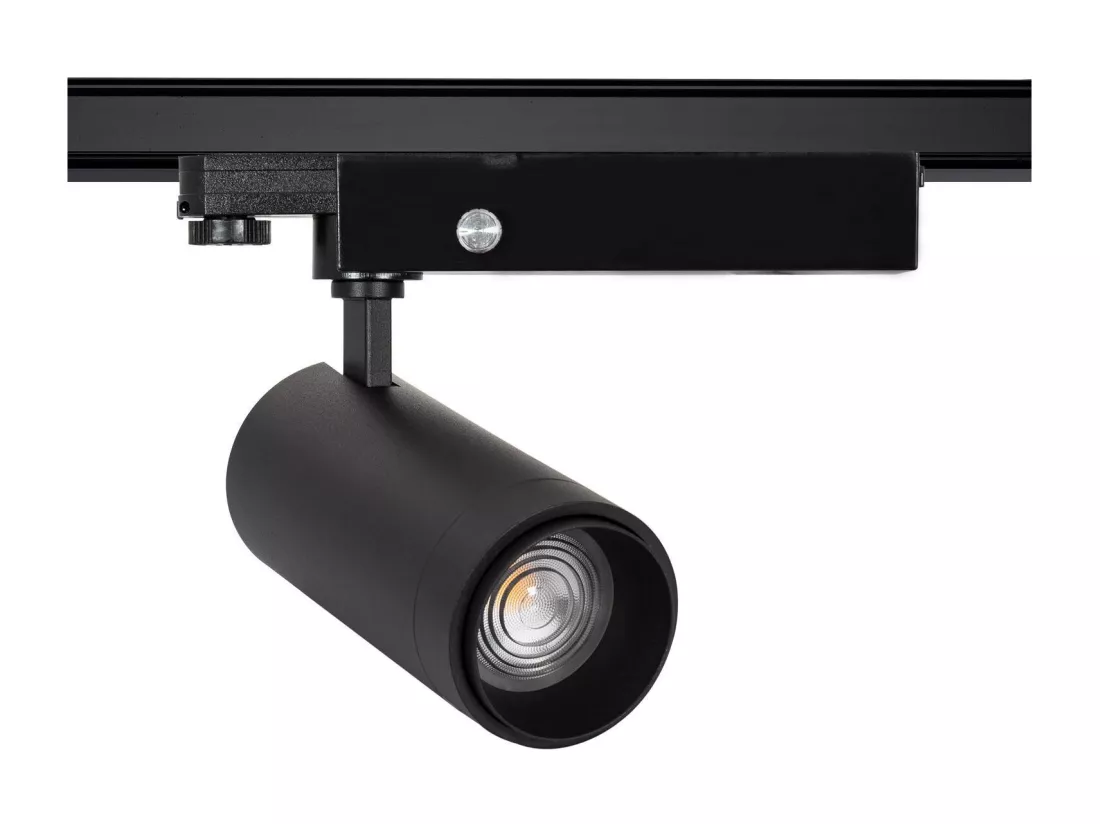 Spot LED sur Rail Triphasé 30W Dimmable Wolf Multiangle 15-60º Noir 3000K Blanc chaud