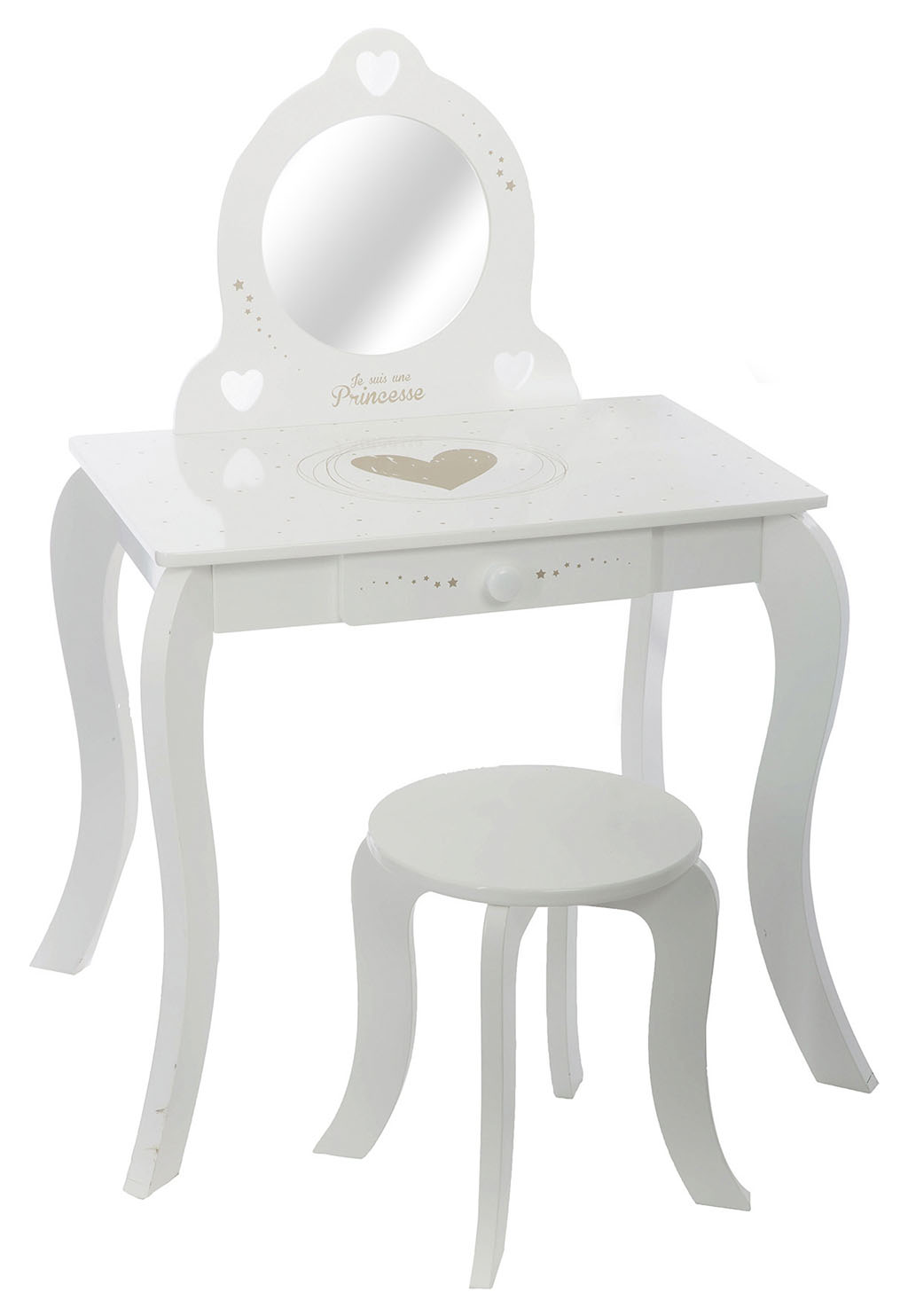 Coiffeuse pour enfant et tabouret blanche
