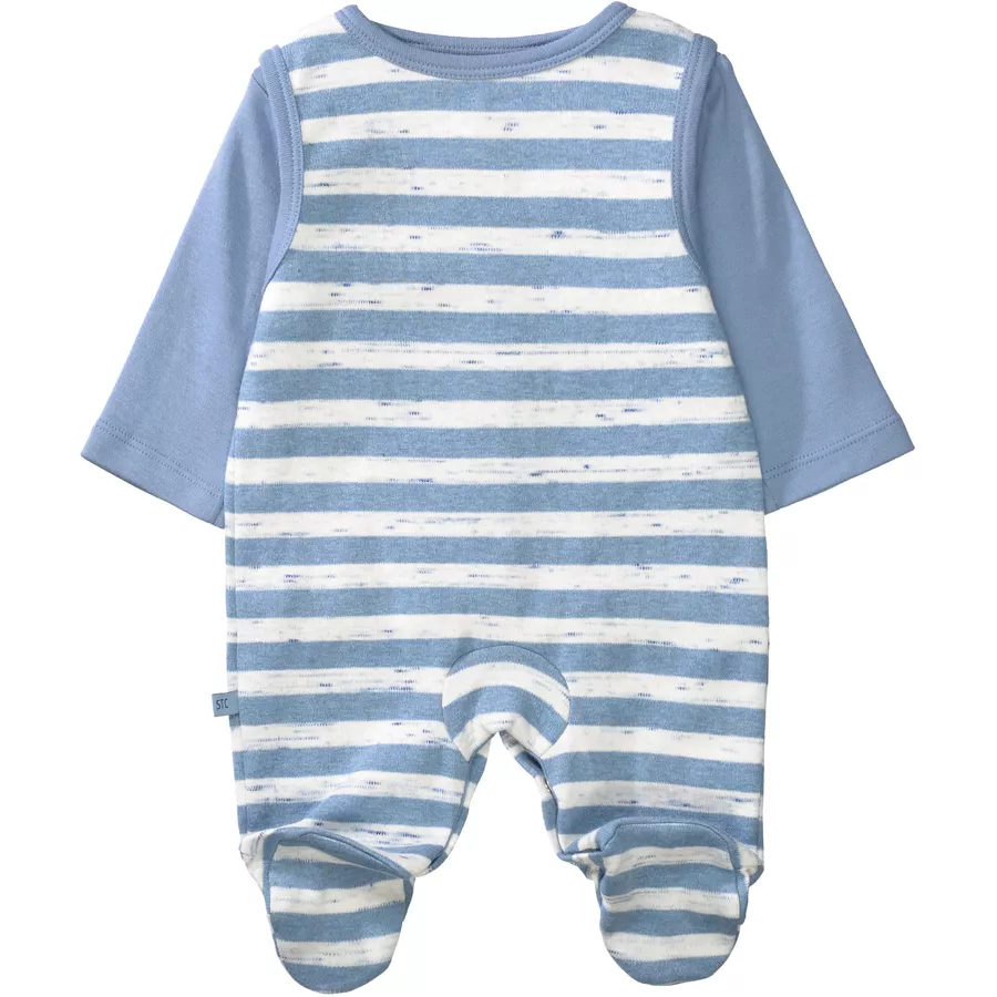Staccato Strampler+Shirt sea blue gestreift