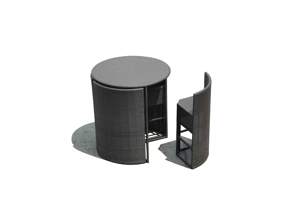 PureHaven Bar-Set 100x110 cm wetterbeständiges Polyrattan elegantes Design für bis zu 4 Personen inkl. Sitzauflagen Tisch mit Glasplatte grau