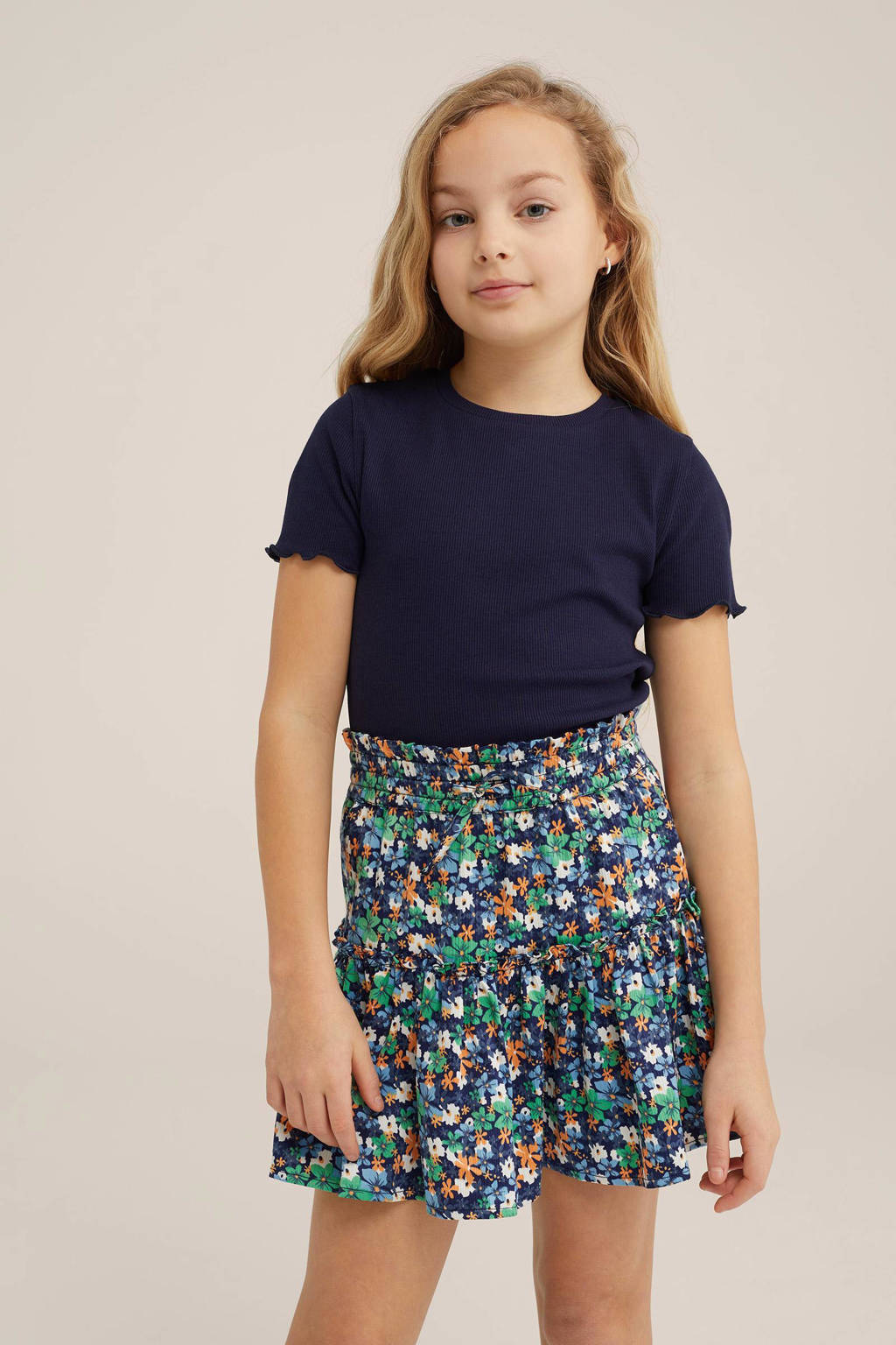 WE Fashion ribgebreid T-shirt blue nights