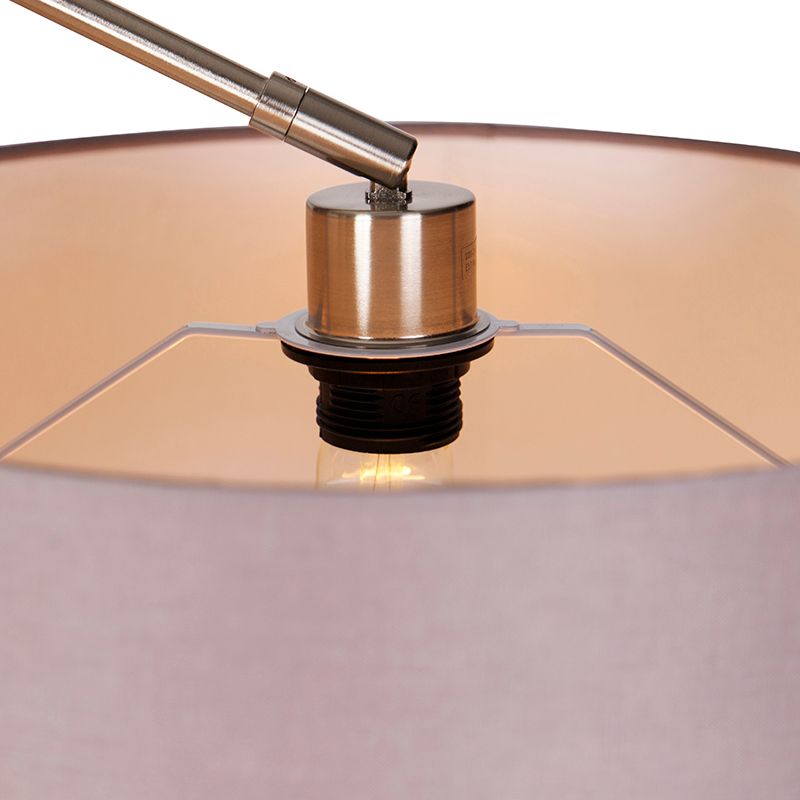 Moderne vloerlamp staal met kap donkergrijs 45 cm - Editor