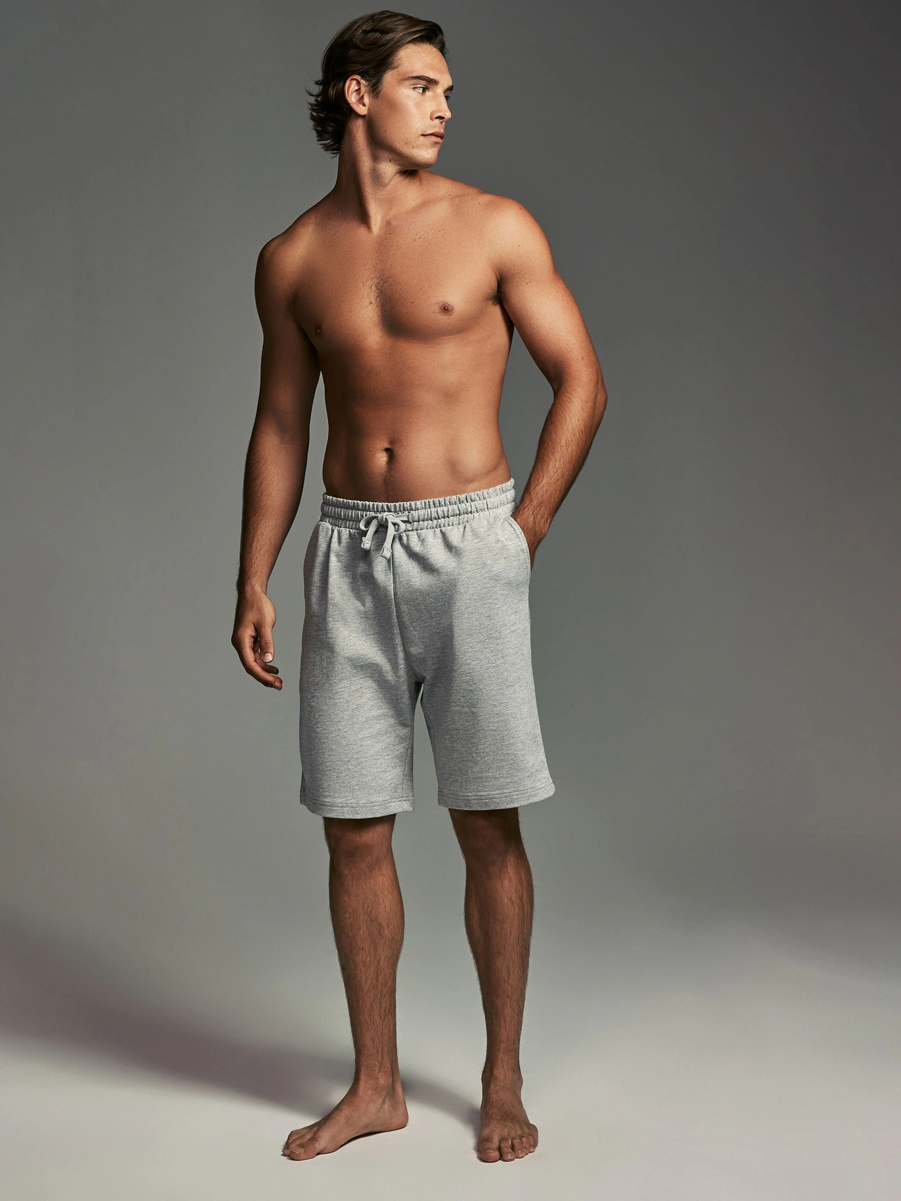 Blauw/grijs - Set van 2 lichtgewicht 100% katoenen joggershorts