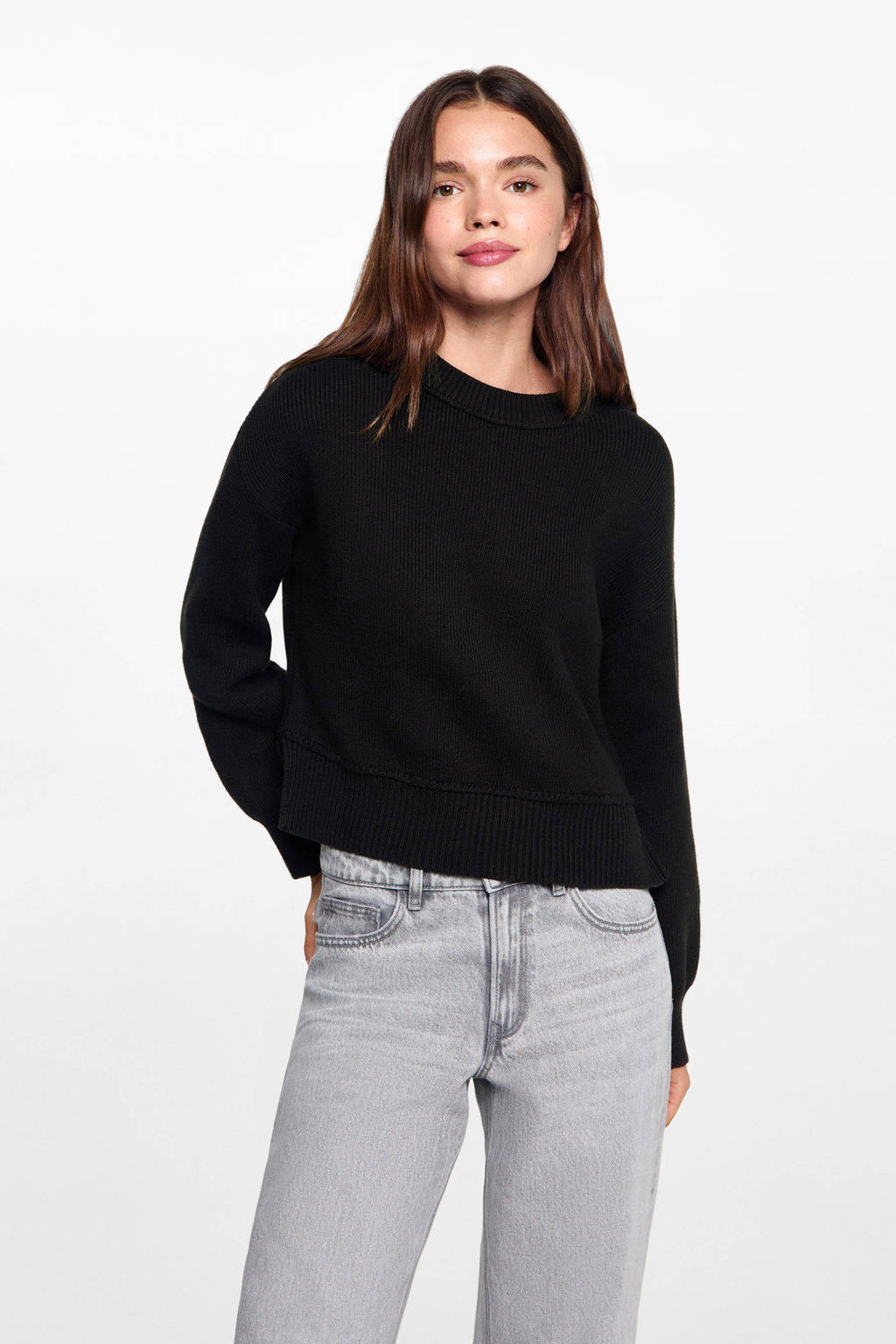 MANGO TEEN gebreide trui zwart