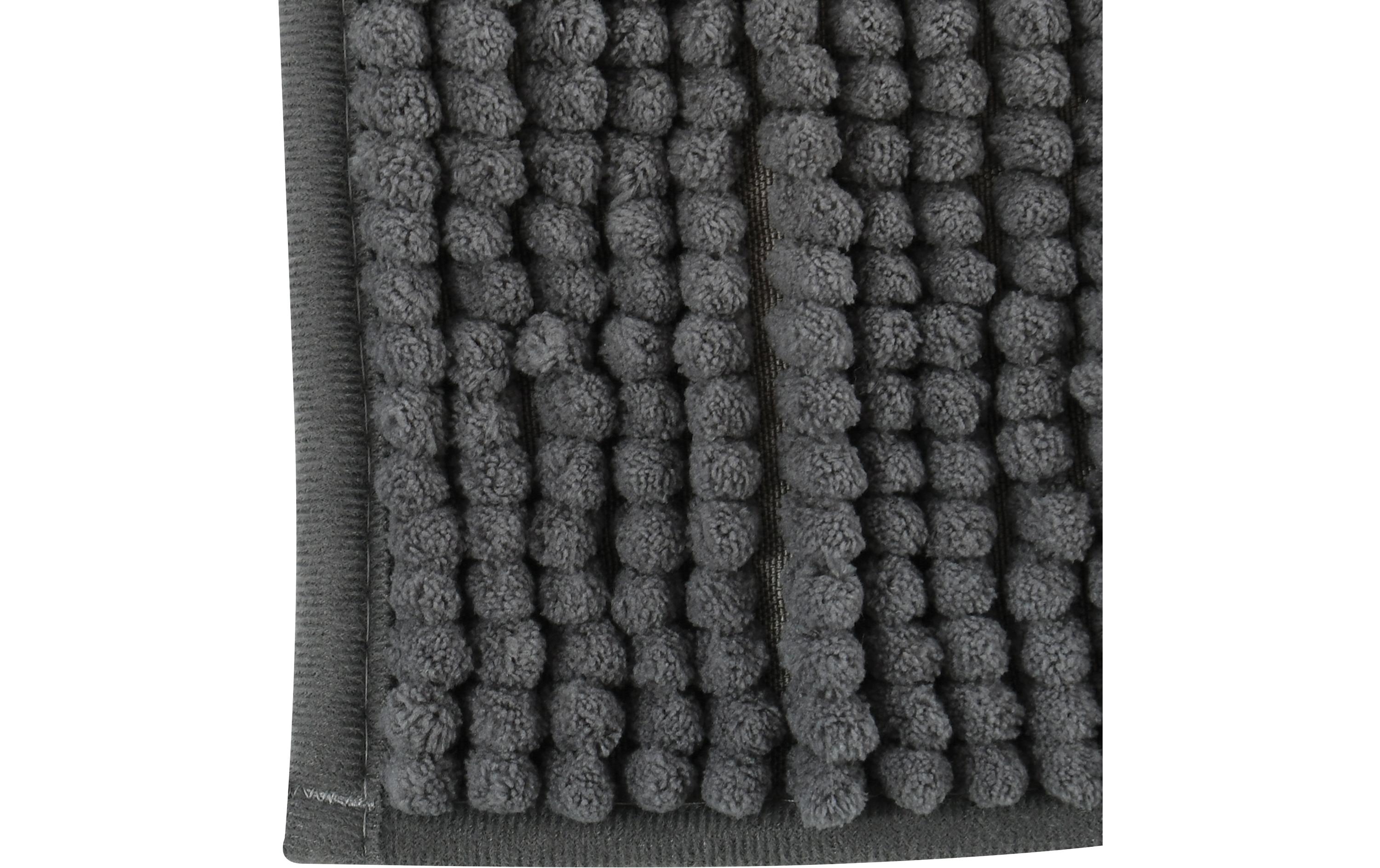Badteppich Chenille 60 x 90 cm, DunkelgrauBadematte mit rutschfester Unterseite